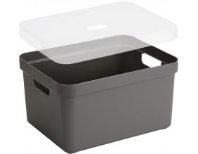 Boite de rangement avec couvercle transparent Sigma home Box 32 L (Taupe)