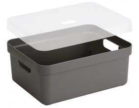 Boite de rangement avec couvercle transparent Sigma home Box 24L (Taupe)