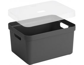 Boite de rangement avec couvercle transparent Sigma home Box 32 L (Gris)