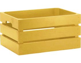 Caisse de rangement en pin grand modèle 46 x 31 x 25 cm (Jaune)