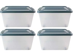Boite de rangement en plastique (Lot de 4) (60 litres)