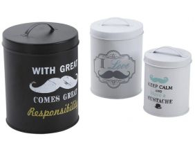Boite ronde de rangement Moustache (Lot de 3)