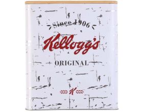 Boîte vintage en métal couvercle en bois Kelloggs (Blanc)
