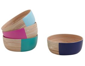 Bol en bambou naturel et coloré (Lot de 4)