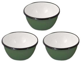 Bol en émail coloré Classic 16 cm (Lot de 3) (Vert foncé)