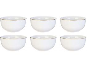 Bol en porcelaine liseré doré 50 cl (Lot de 6)