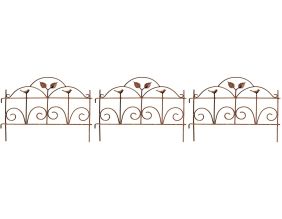 Bordure de jardin décorative en fer forgé rouillé (Lot de 3)