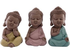 Bouddha enfant assis en résine (Lot de 3)