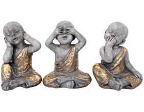 Bouddha enfant assis en résine (Lot de 3)