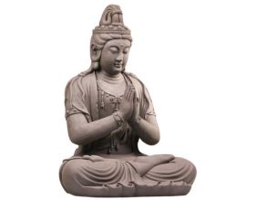 Bouddha en fibres Kwan Yin assis extérieur 44 x 36 x 59 cm