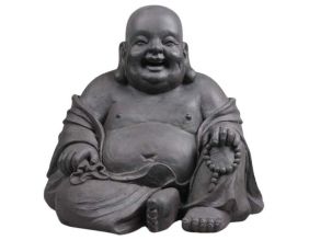 Bouddha de jardin en fibres Happy 46 x 42 x 42 cm