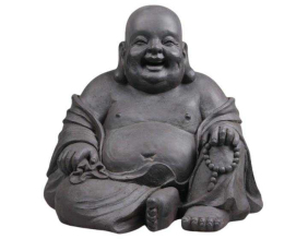 Bouddha rieur en polyrésine 46 x 42 x 42 cm (Gris)