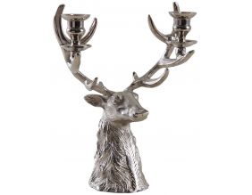 Bougeoir double tête de cerf en aluminium