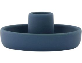 Bougeoir en grès Otis (Bleu foncé)