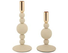 Bougeoir en métal Aster (Lot de 2) (Crème et doré)