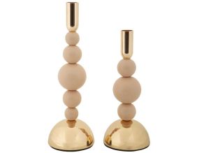 Bougeoir en métal Holder (Lot de 2) (Rose et doré)