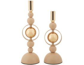 Bougeoir en métal Saturne (Lot de 2) (Rose et doré)