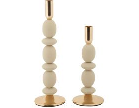 Bougeoir en métal Shuttle (Lot de 2) (Crème et doré)