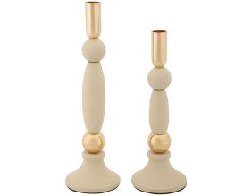 Bougeoir en métal Strek (Lot de 2) (Crème et doré)