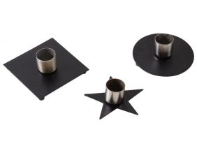 Bougeoir en métal laqué noir (Lot de 3)