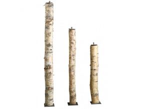 Bougeoirs hauts en bouleau et métal (Lot de 3)