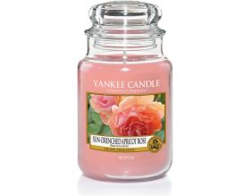 Bougie jarre en verre senteur rose et abricot (Grand modèle)