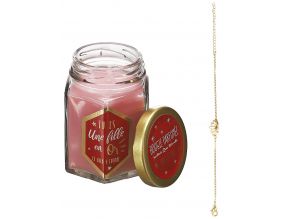 Bougie parfumée en bocal avec bijou surprise (Rose)