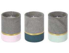 Bougie parfumée en ciment tricolore 10 cm (Lot de 3)