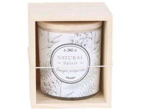 Bougie parfumée en coffret bois Nature (Senteur fleurs de coton)
