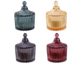 Bougie parfumée écrin en verre Bohème 6.5 x 9 cm (4 bougies assorties)