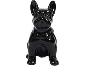 Bouledogue en céramique assis 20 cm (Noir)