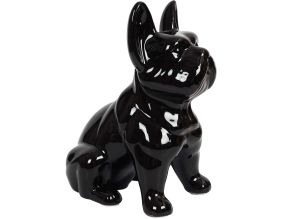 Bouledogue en céramique assis 30 cm (Noir)