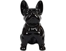 Bouledogue en céramique assis 30 cm (Noir)
