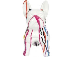 Bouledogue en céramique assis 30 cm (Multicolore)
