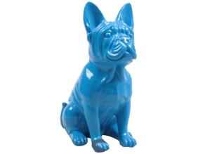 Bouledogue français en résine 20 cm (Bleu)