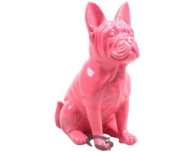 Bouledogue français en résine 20 cm (Fuchsia)