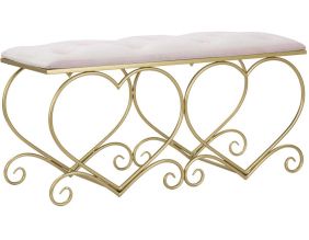 Bout de lit en métal doré Heart 105 x 37.5 x 51.5 cm