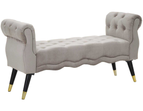 Bout de lit en tissu matelassé Paris 120 x 40 x 60 cm (Gris)