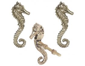 Bouton de en laiton recyclé Hippocampe (Lot de 3) (Droite)