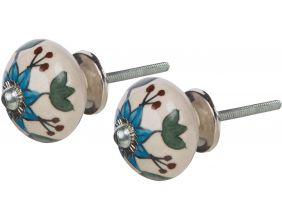 Bouton de rond fleur bleue (Lot de 2)