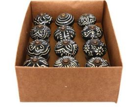 Boutons de porte en céramique noir et crème (Lot de 6)