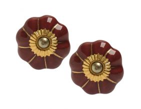 Boutons de porte classique pour meubles fleur (Lot de 2) (Bordeaux)