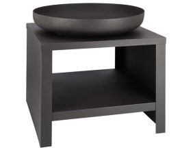 Braséro en métal avec range bois 60 cm (Noir)