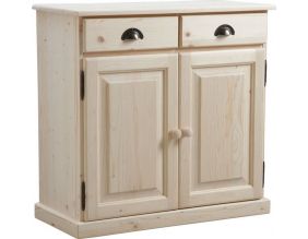 Buffet en bois brut 2 portes 2 tiroirs