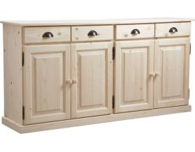 Buffet 4 portes 4 tiroirs en bois brut