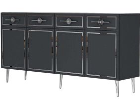 Buffet en aggloméré 4 portes Belly (Anthracite, Argenté)