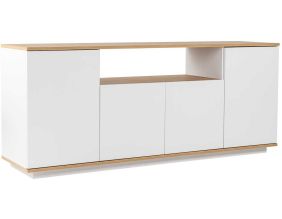 Buffet 4 portes en aggloméré Arista (Blanc et Chêne)