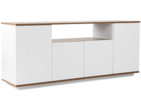 Buffet 4 portes en aggloméré Arista (Blanc et Noyer)