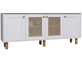 Buffet 4 portes en aggloméré Bohemian (Blanc avec cannage (2 portes))