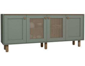 Buffet 4 portes en aggloméré Bohemian (Vert avec cannage (2 portes))